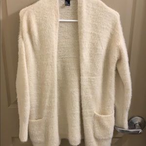 Forever 21 off white fuzzy cardigan